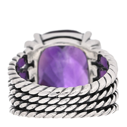 David Yurman Sterling Silver Diamond Amethyst 16mm Wheaton Ring 52 6 4 of 5