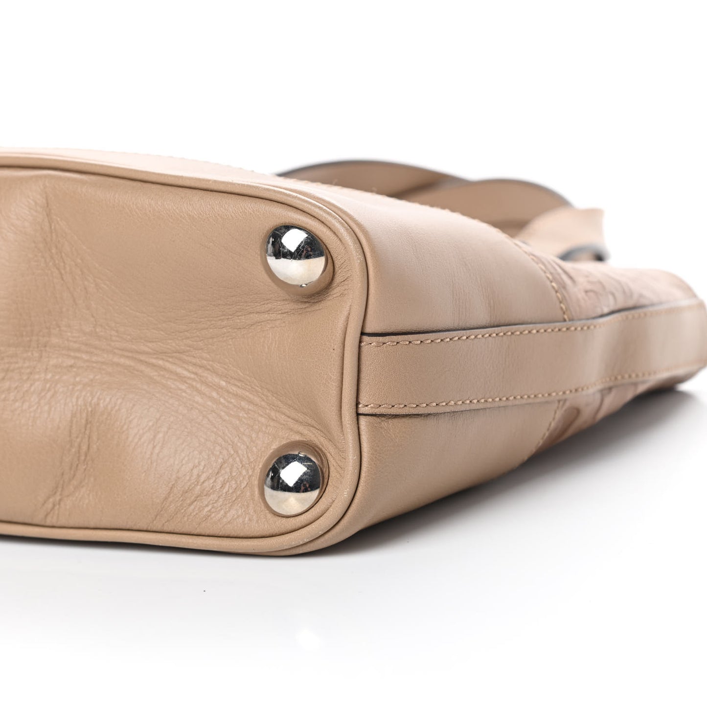Calfskin Horsebit Embossed Tote Light Brown