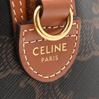 Celine Triomphe Canvas Calfskin Small Boston Bag Tan 6 of 9