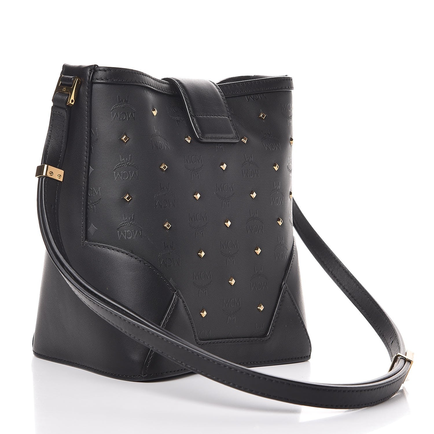 MCM Coated Canvas Mini Claudia Studs Crossbody Bag Black 3 of 7
