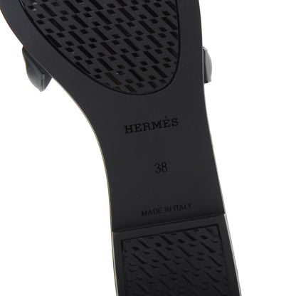 Hermes Rubber Aloha Sandals 38 Black 9 of 10