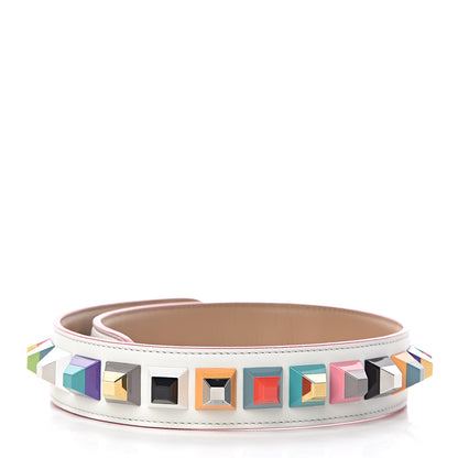 Fendi Vitello Dolce Plexiglass Bi-Color Studded Strap You White Ice Cuoio Multicolor 2 of 4