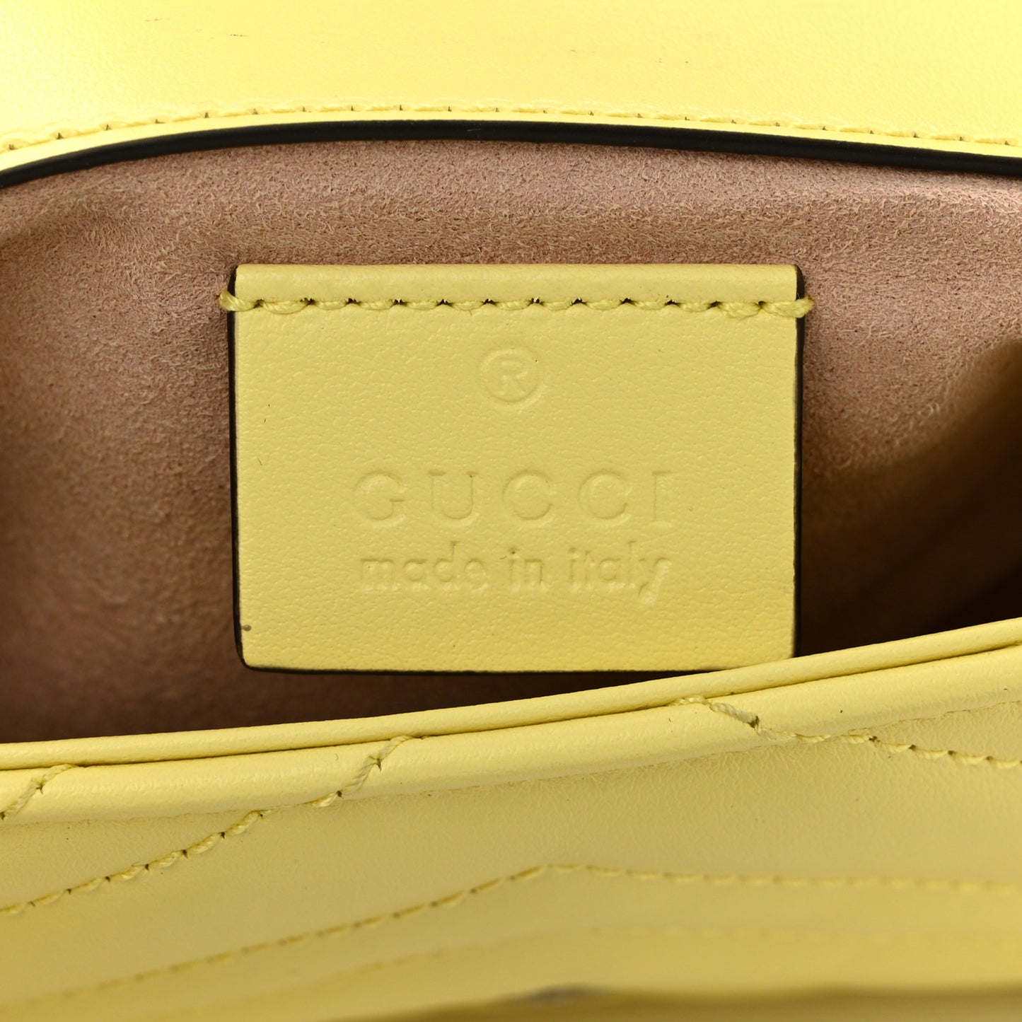 Calfskin Matelasse Super Mini GG Marmont Shoulder Bag Banana