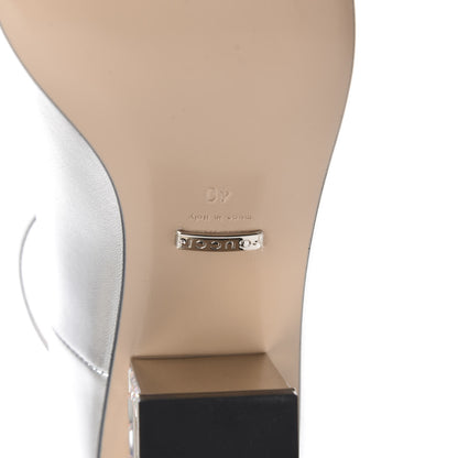 Gucci Metallic Nappa Crystal Square G Mid Heel Pumps 40 Silver 8 of 10
