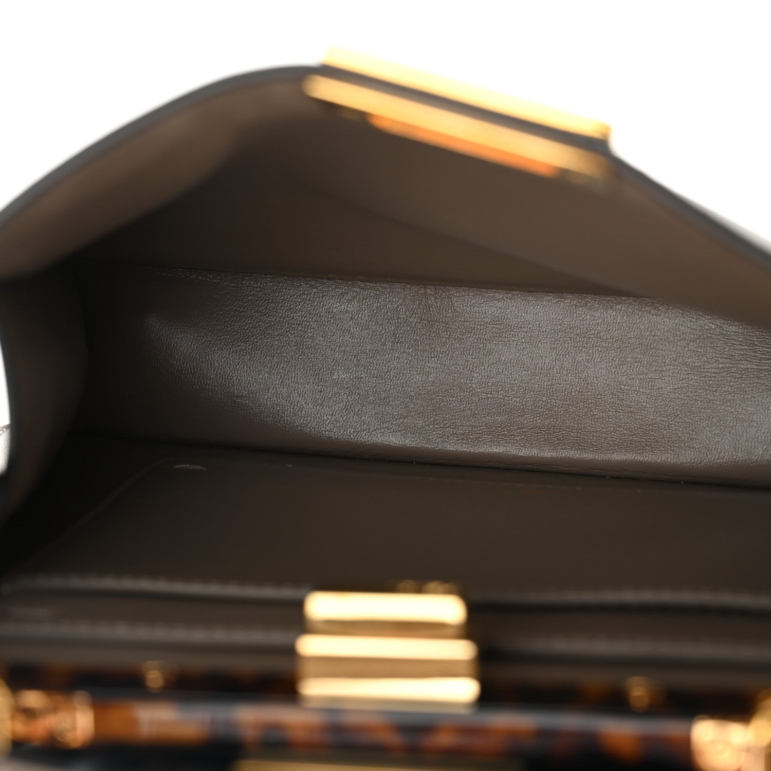 Fendi Vitello Seta Shiny Nappa Plexiglass Bi-Color Small Peekaboo I SEE U Satchel Tartaruga Black 5 of 10