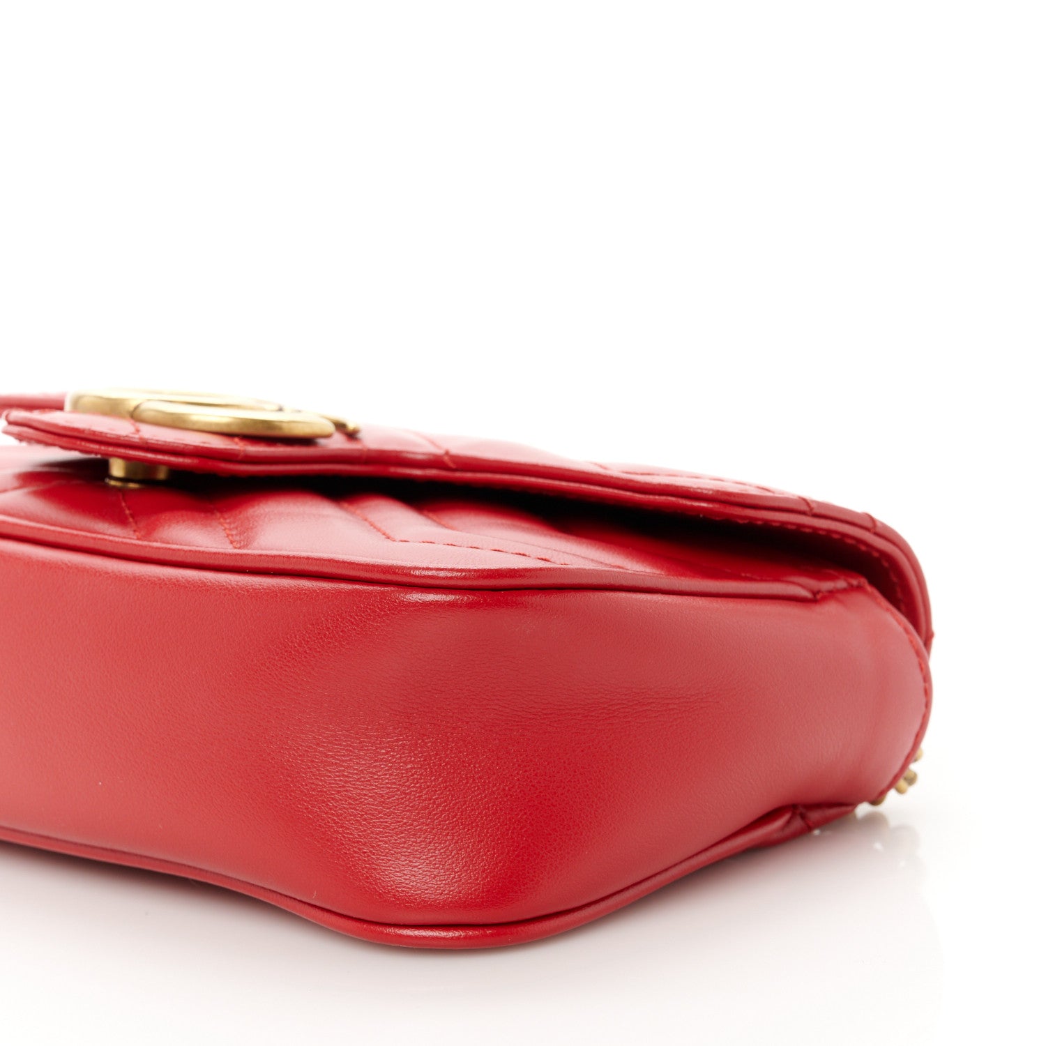 Gucci Calfskin Matelasse Super Mini GG Marmont Shoulder Bag Hibiscus Red 10 of 10
