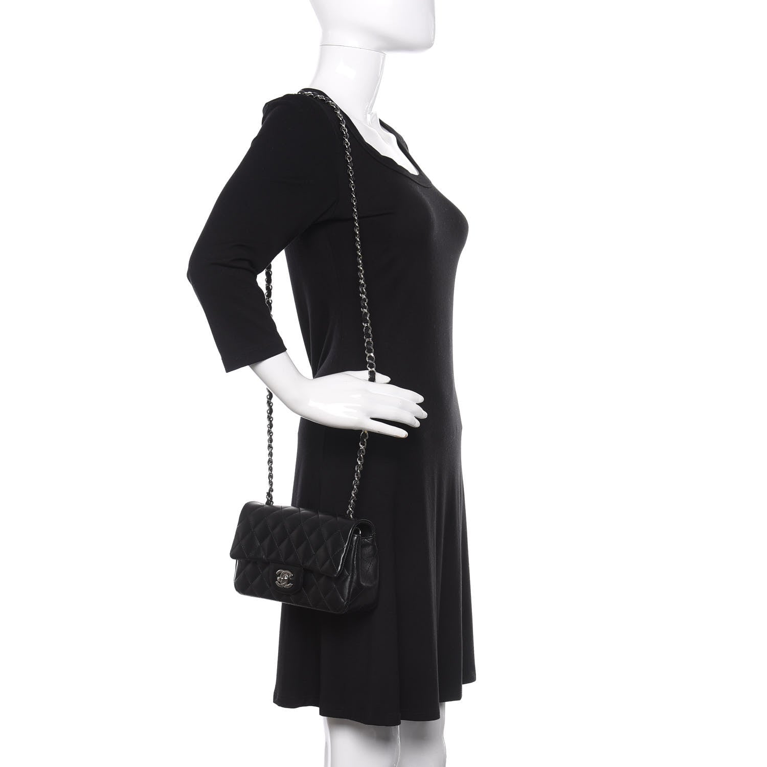 Chanel Lambskin Quilted Mini Rectangular Flap Black 2 of 10