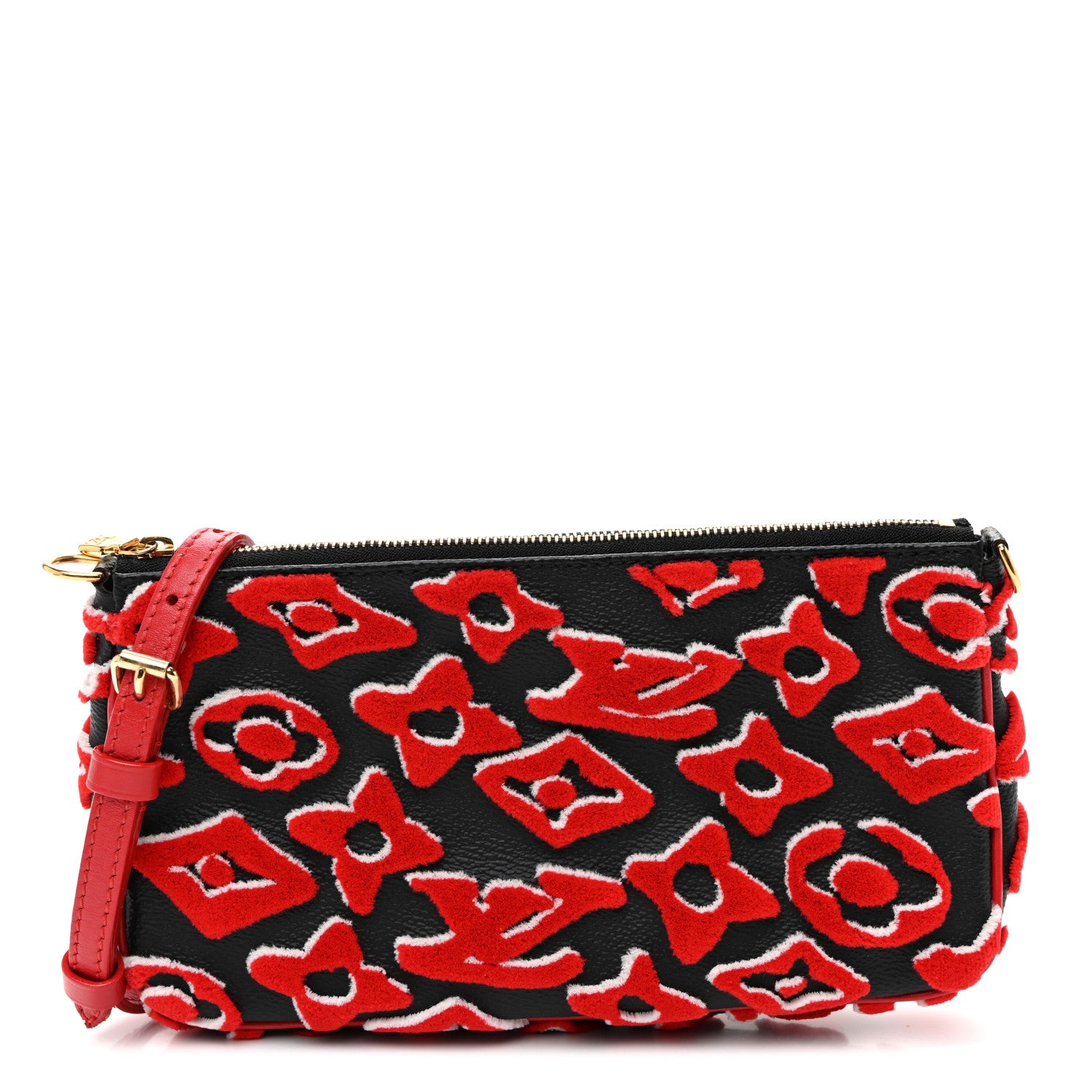 Louis Vuitton X UF Tufted Monogram Pochette Accessories Black Red 1 of 11