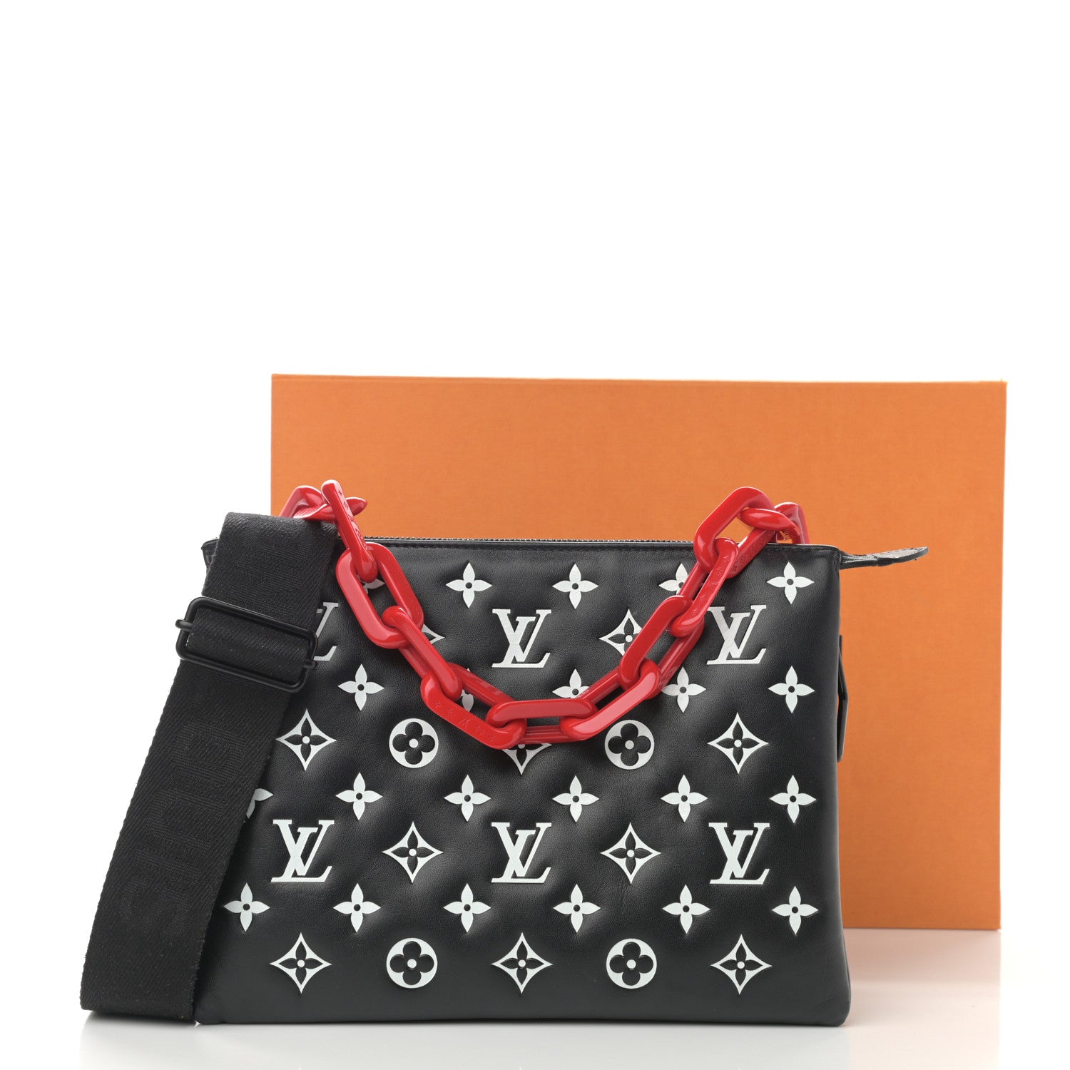 Louis Vuitton Lambskin Embossed Monogram Coussin PM Black White 8 of 8