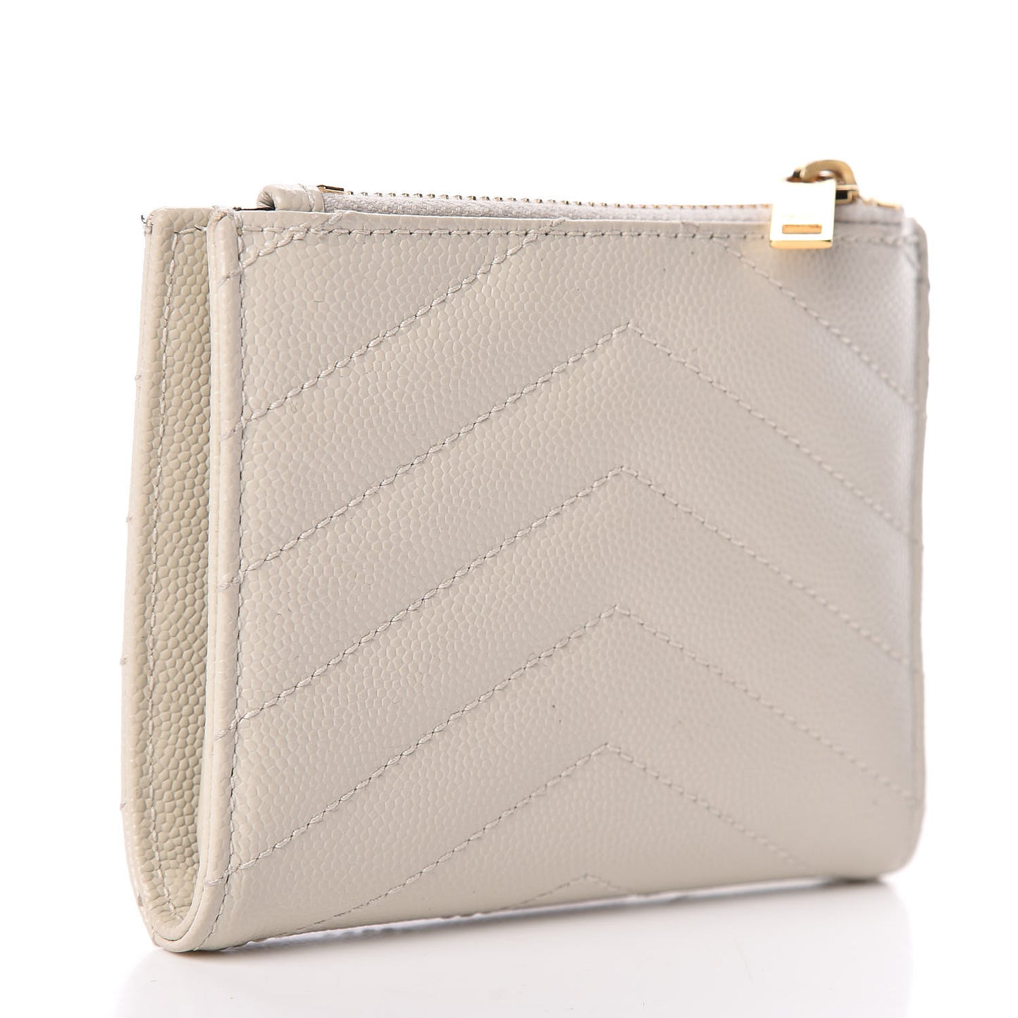 Grain De Poudre Matelasse Chevron Monogram Zipped Card Case Crema Soft