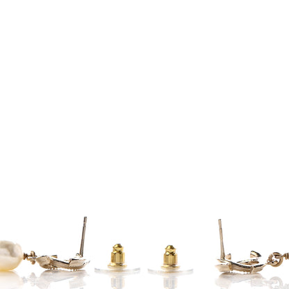 Chanel Pearl CC Heart Drop Earrings Gold 3 of 4