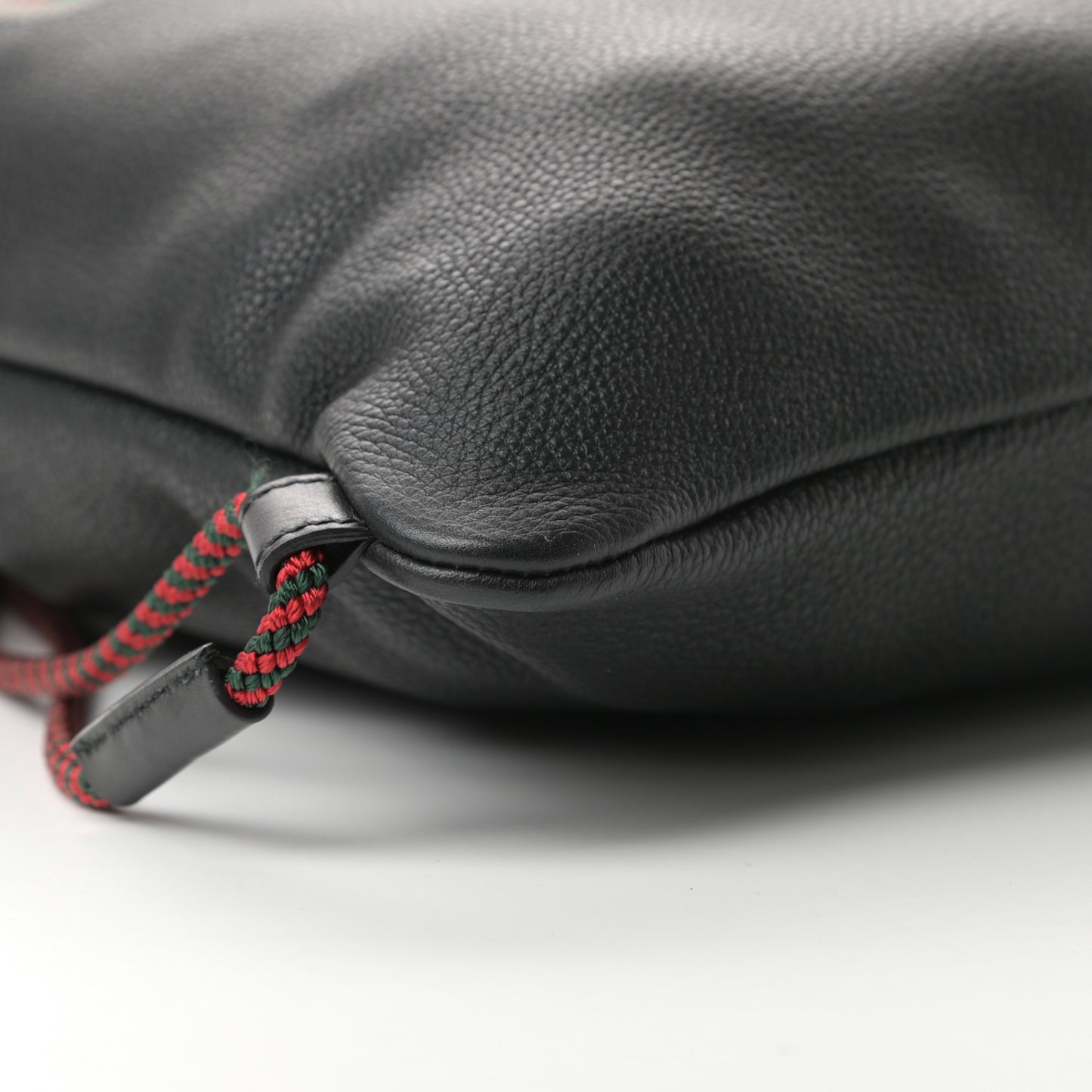 Calfskin Logo Drawstring Backpack Black