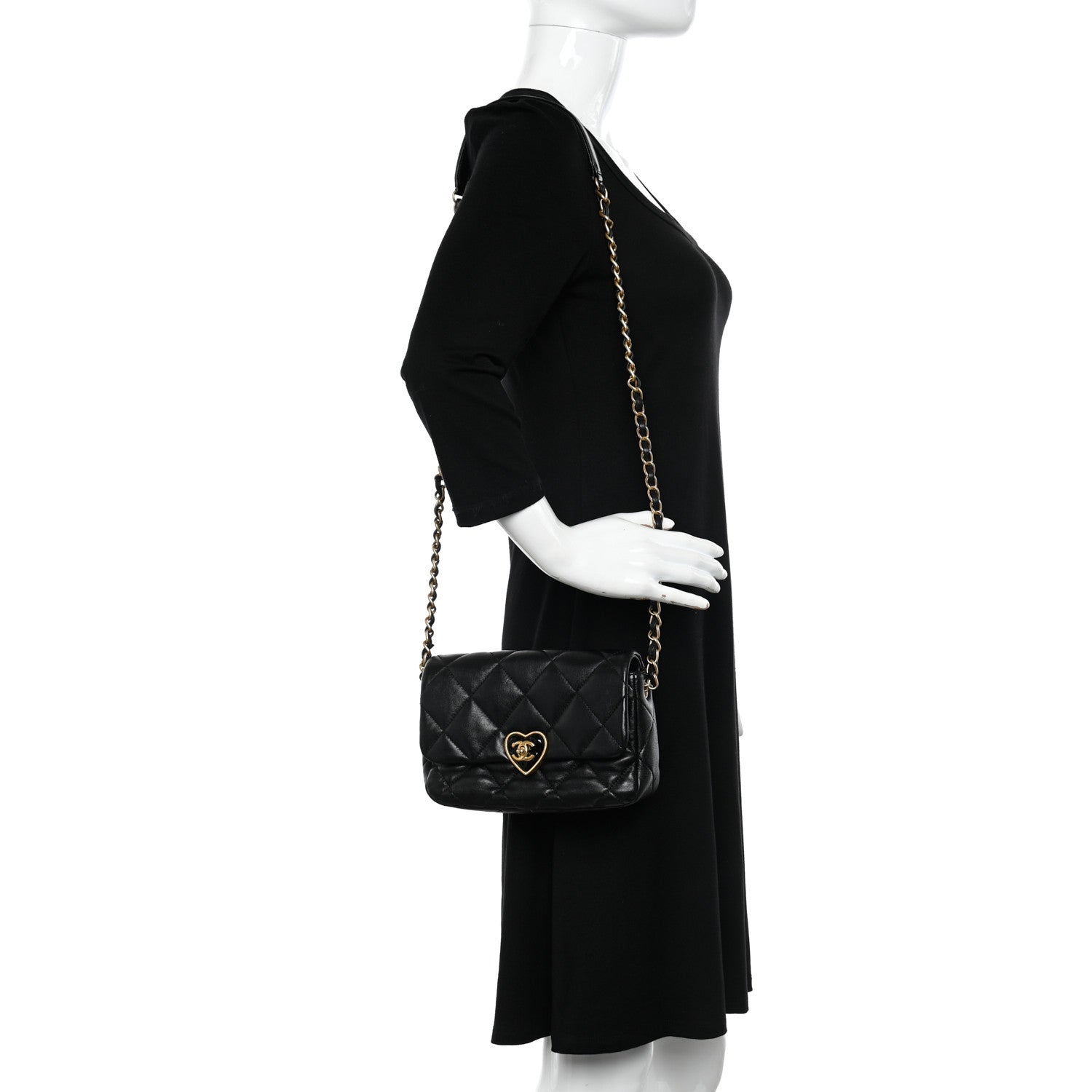 Chanel Lambskin Plexiglass Quilted Coco Love Flap Black 2 of 10