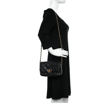 Chanel Lambskin Plexiglass Quilted Coco Love Flap Black 2 of 10