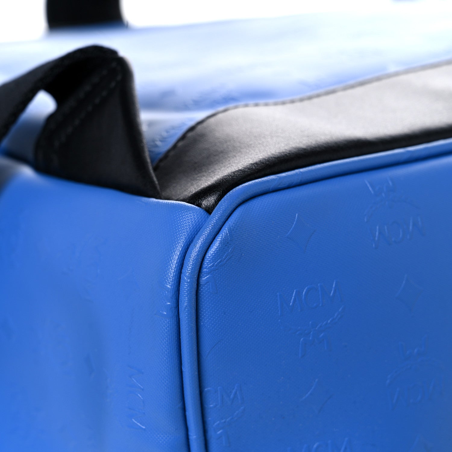 MCM Calfskin Visetos Diamond Print Backpack Blue 9 of 15