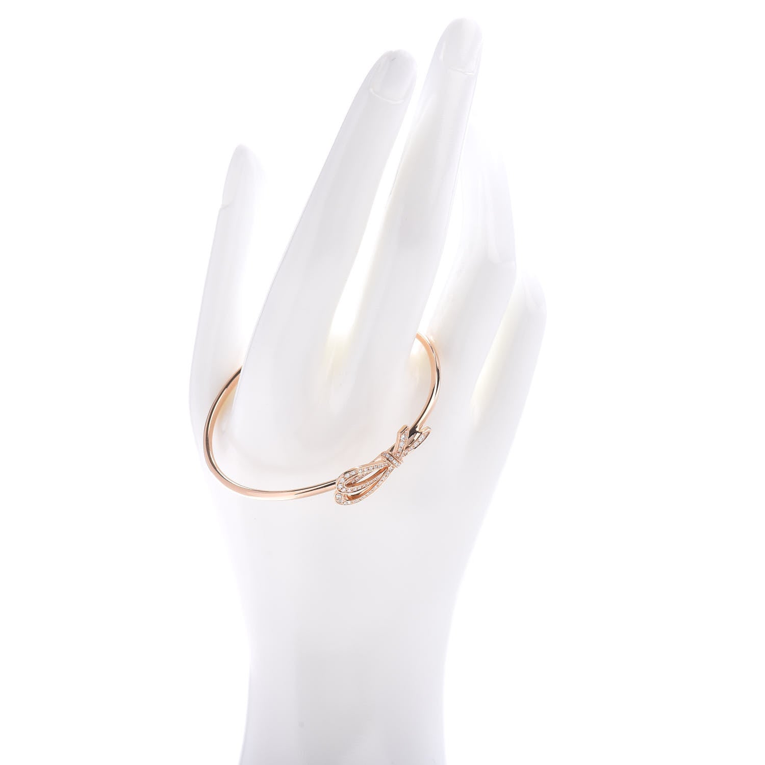 Tiffany 18K Rose Gold Diamond Bow Cuff Bracelet 2 of 4