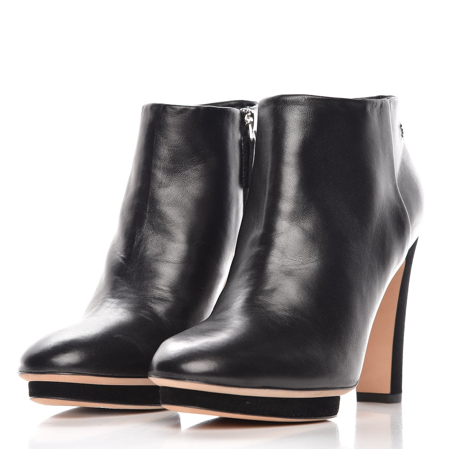 Lambskin Suede CC Platform Ankle Boots 38 Black