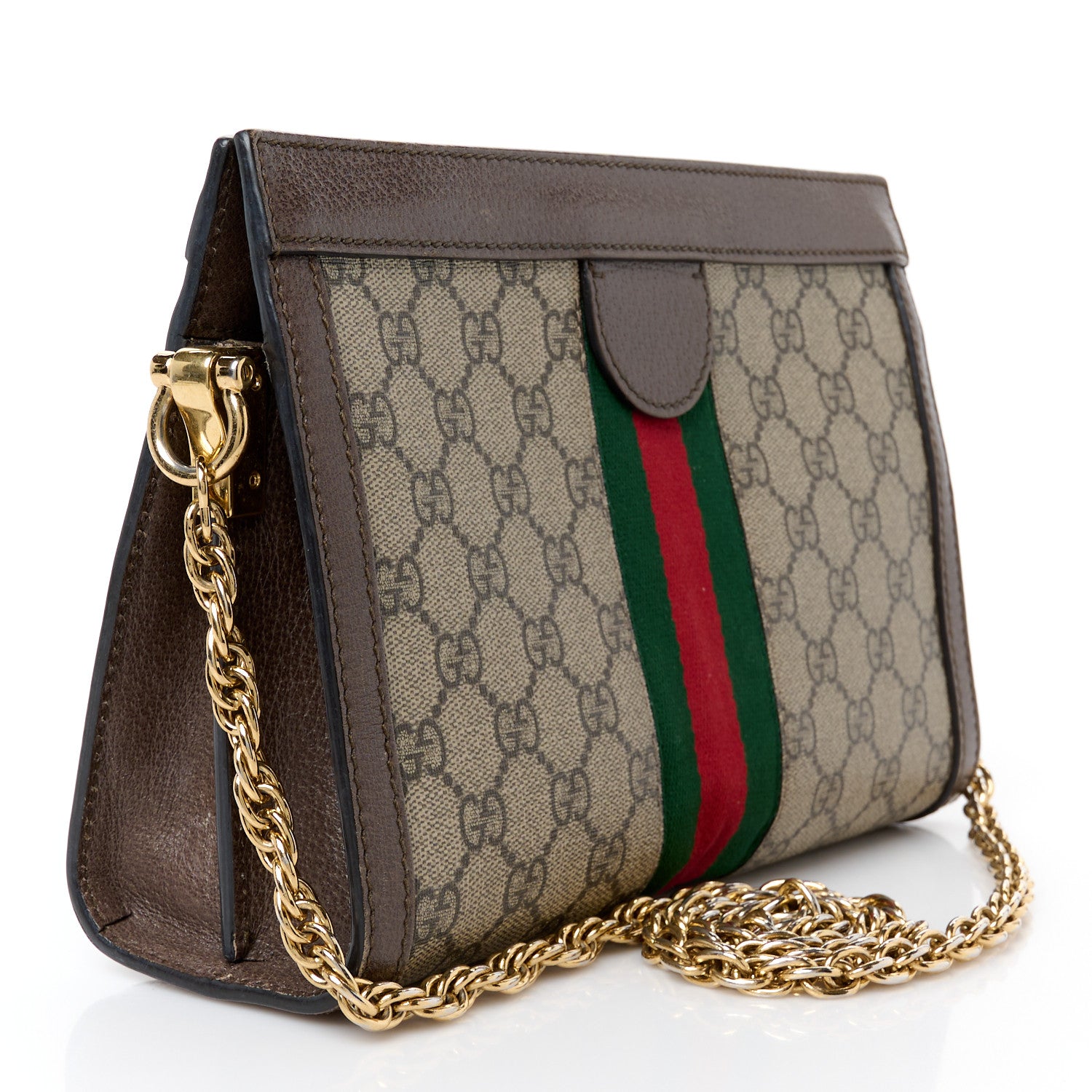 Gucci GG Supreme Monogram Web Small Ophidia Chain Shoulder Bag Brown 3 of 11