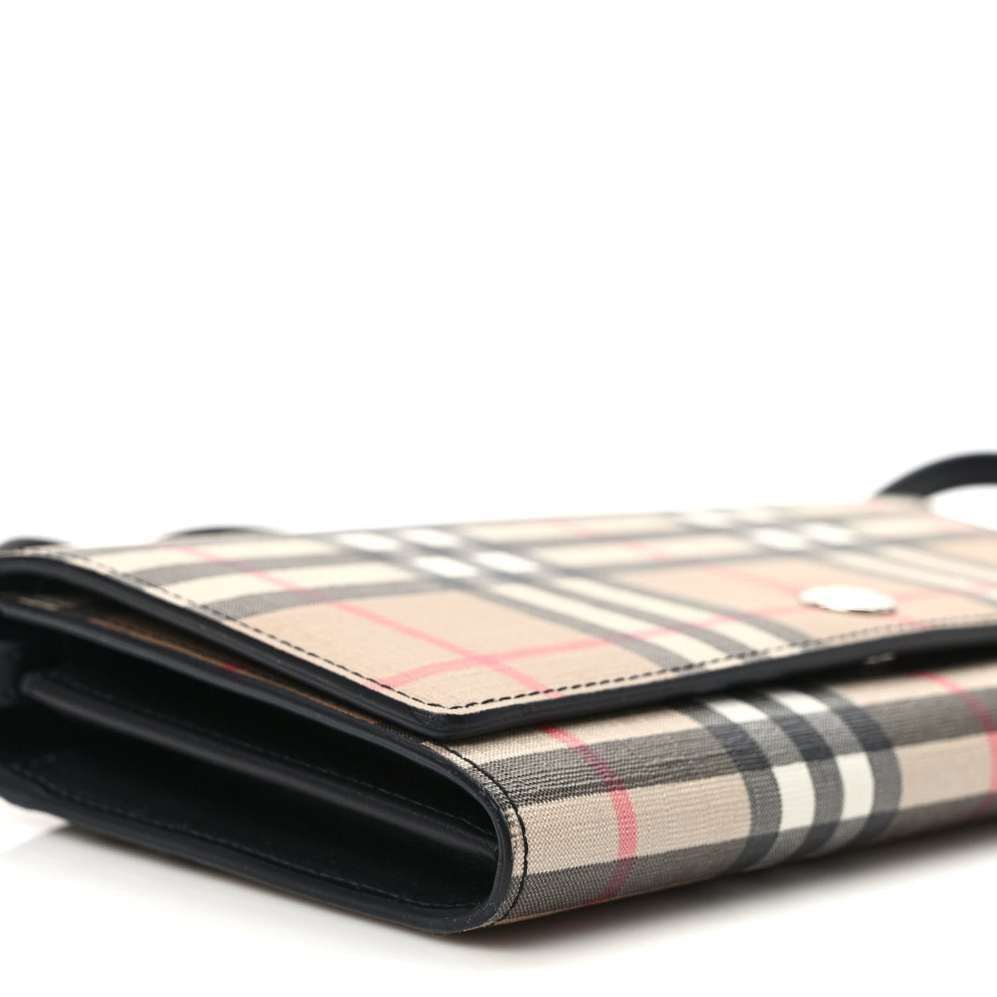 E-Canvas Vintage Check Wallet with Detachable Strap Black
