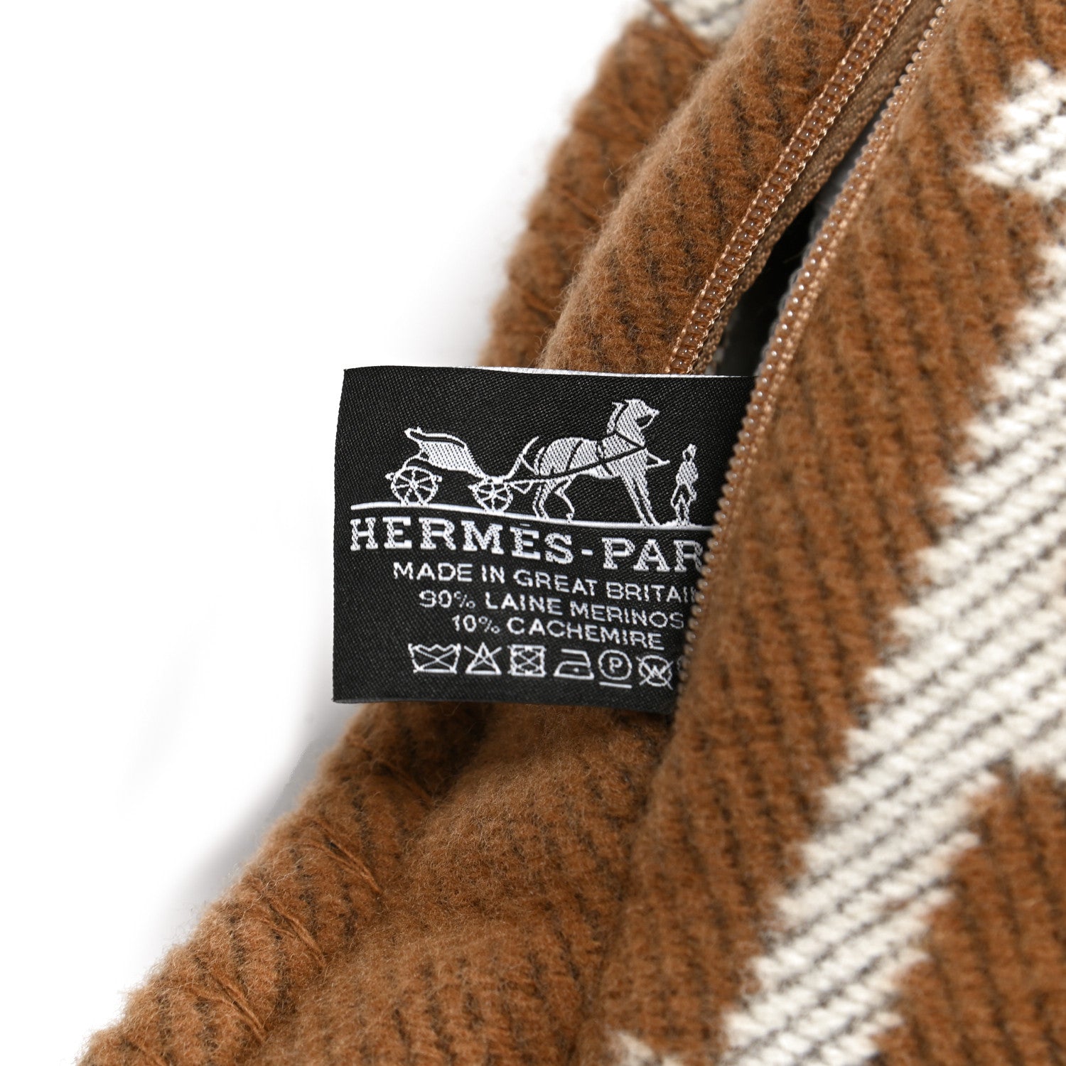 Hermes Wool Cashmere Avalon Pillow PM Ecru Camel 3 of 3