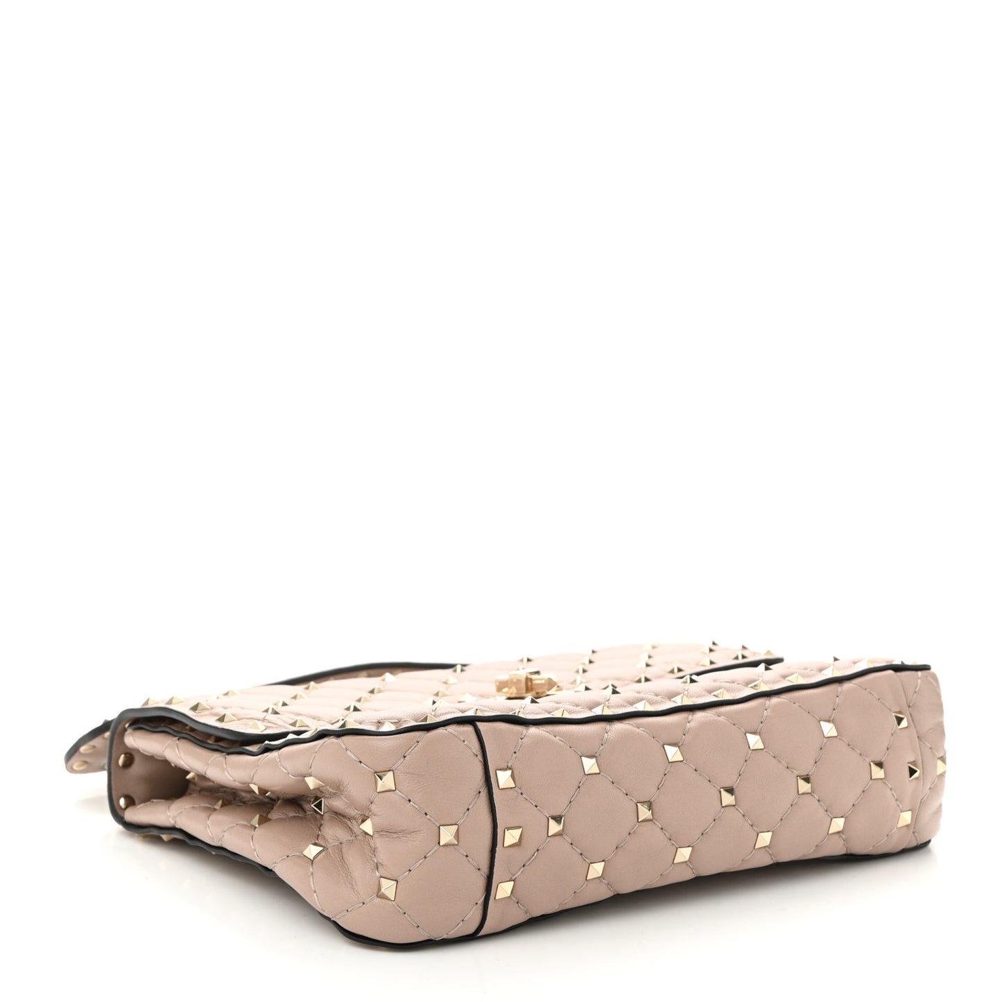 Lambskin Medium Rockstud Spike Shoulder Bag Poudre