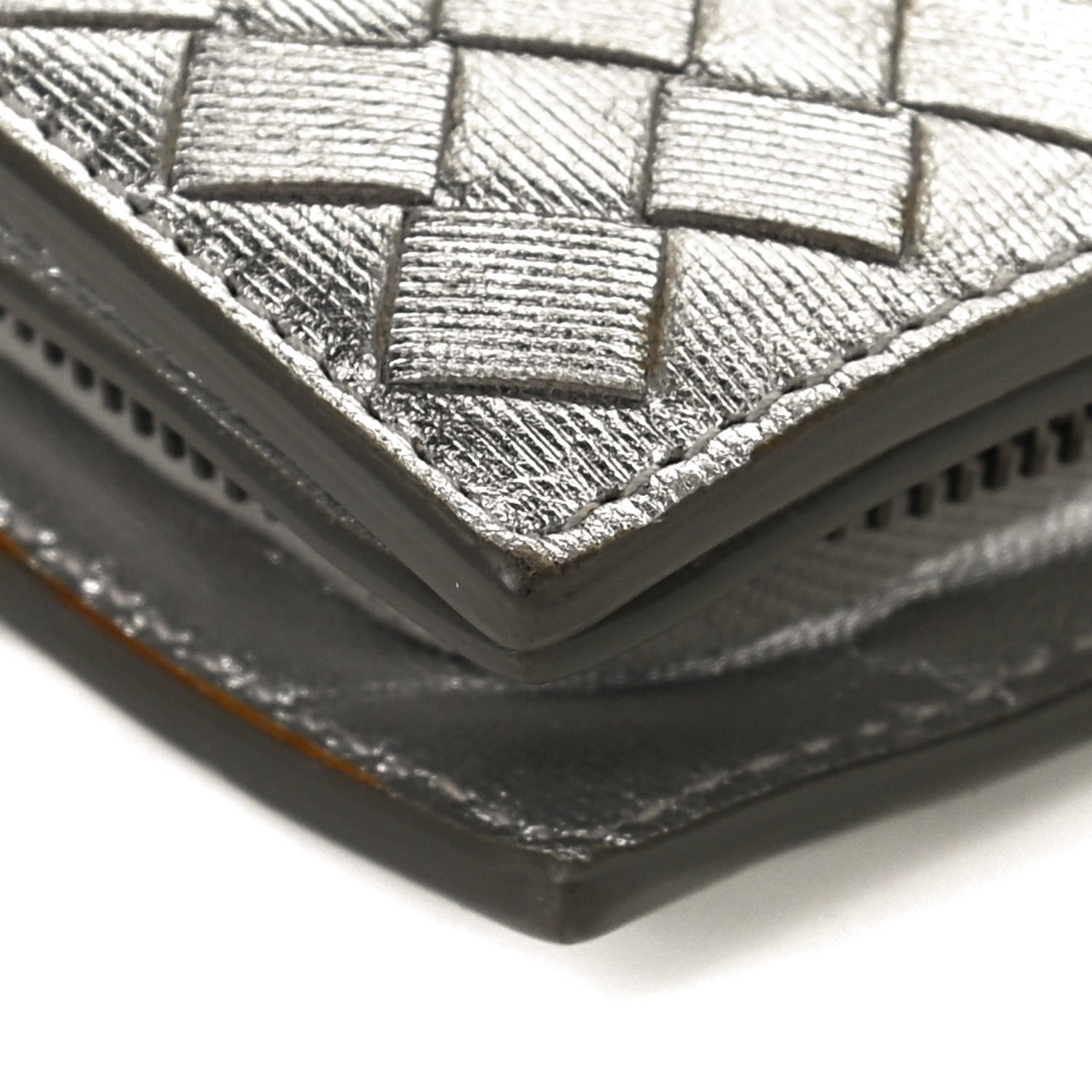 Bottega Veneta Metallic Grosgrain Intrecciato Continental Wallet Silver 11 of 12