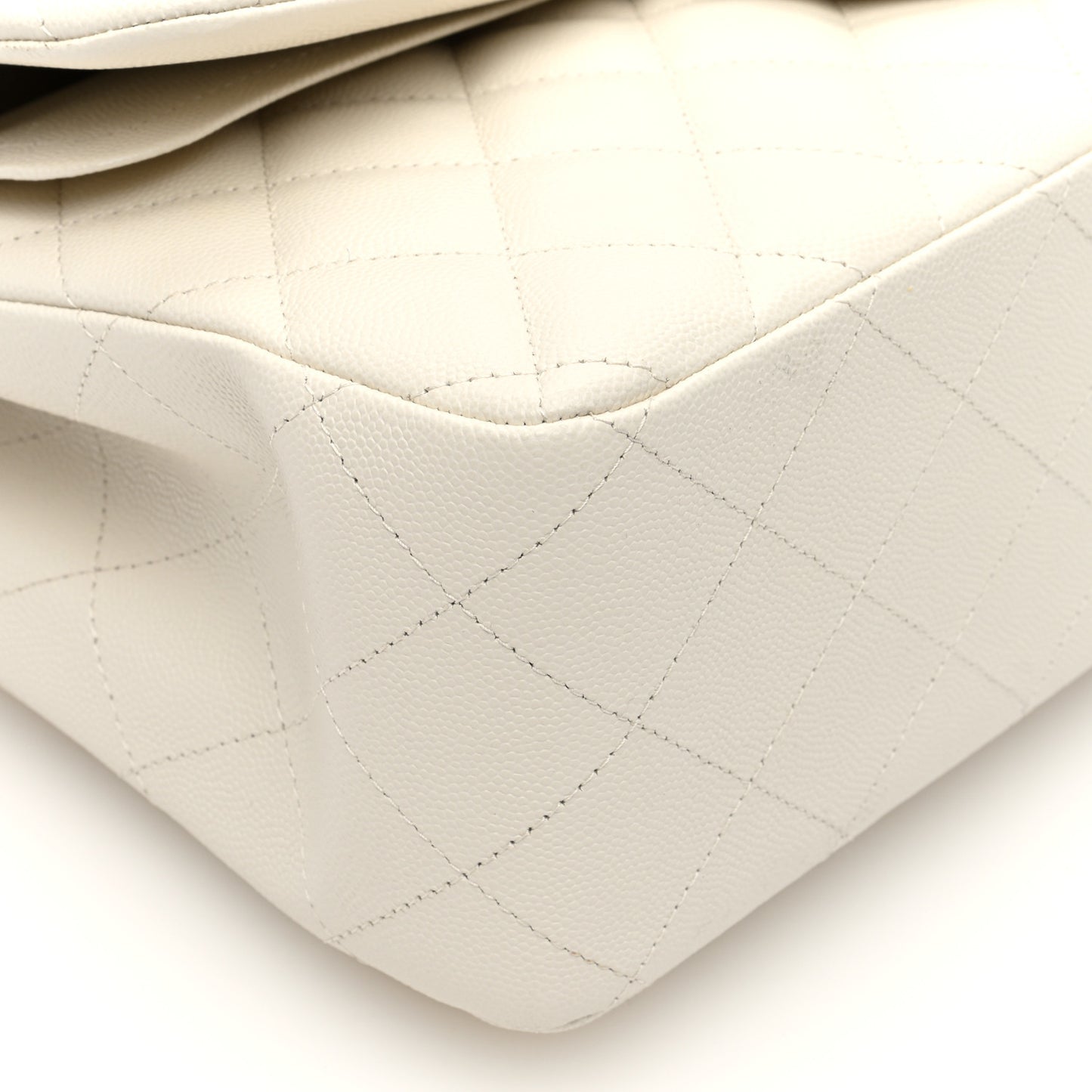 Caviar Quilted Jumbo Double Flap White