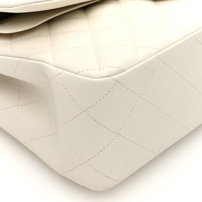Chanel Caviar Quilted Jumbo Double Flap White 9 of 10
