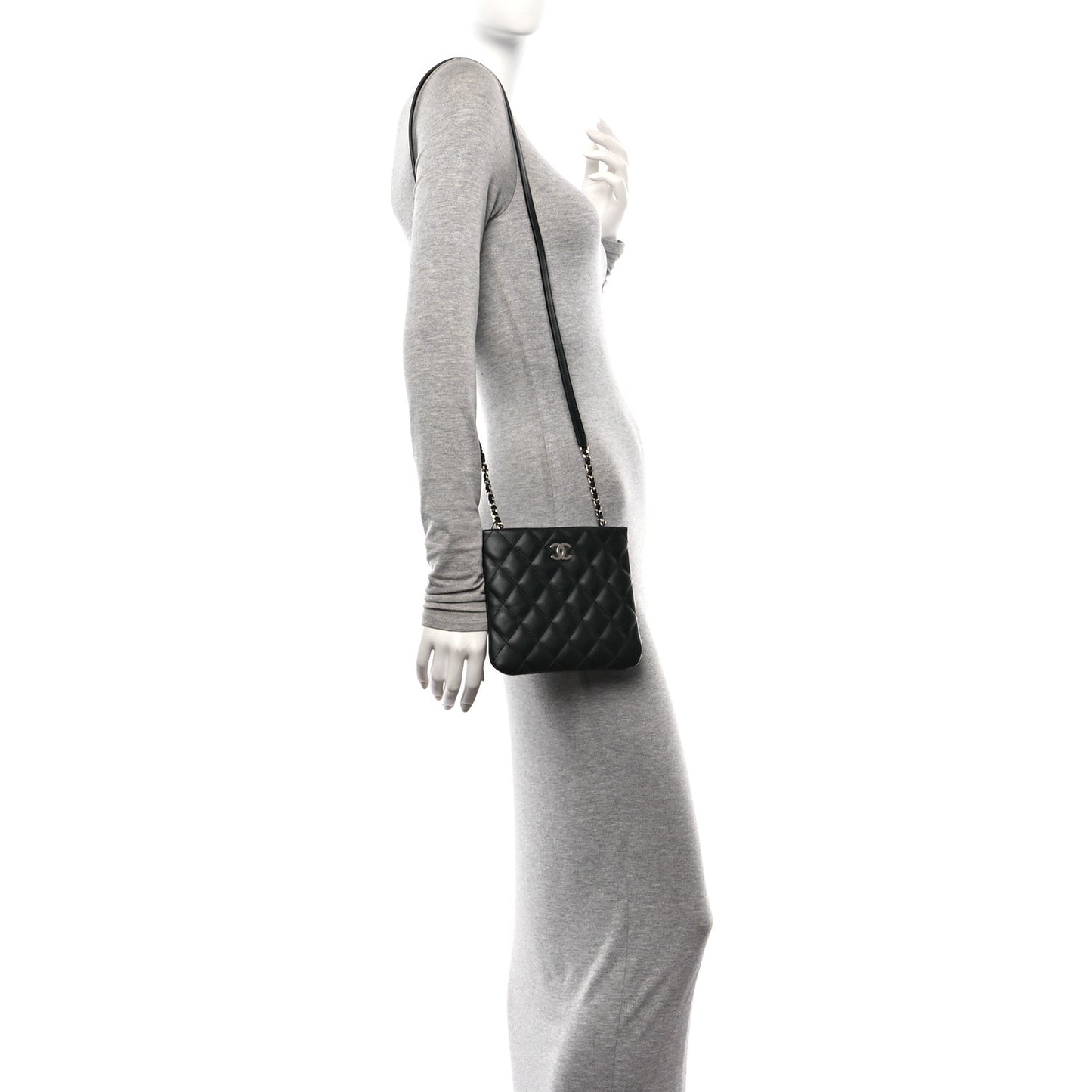 Lambskin Quilted Uniform Crossbody Bag Black