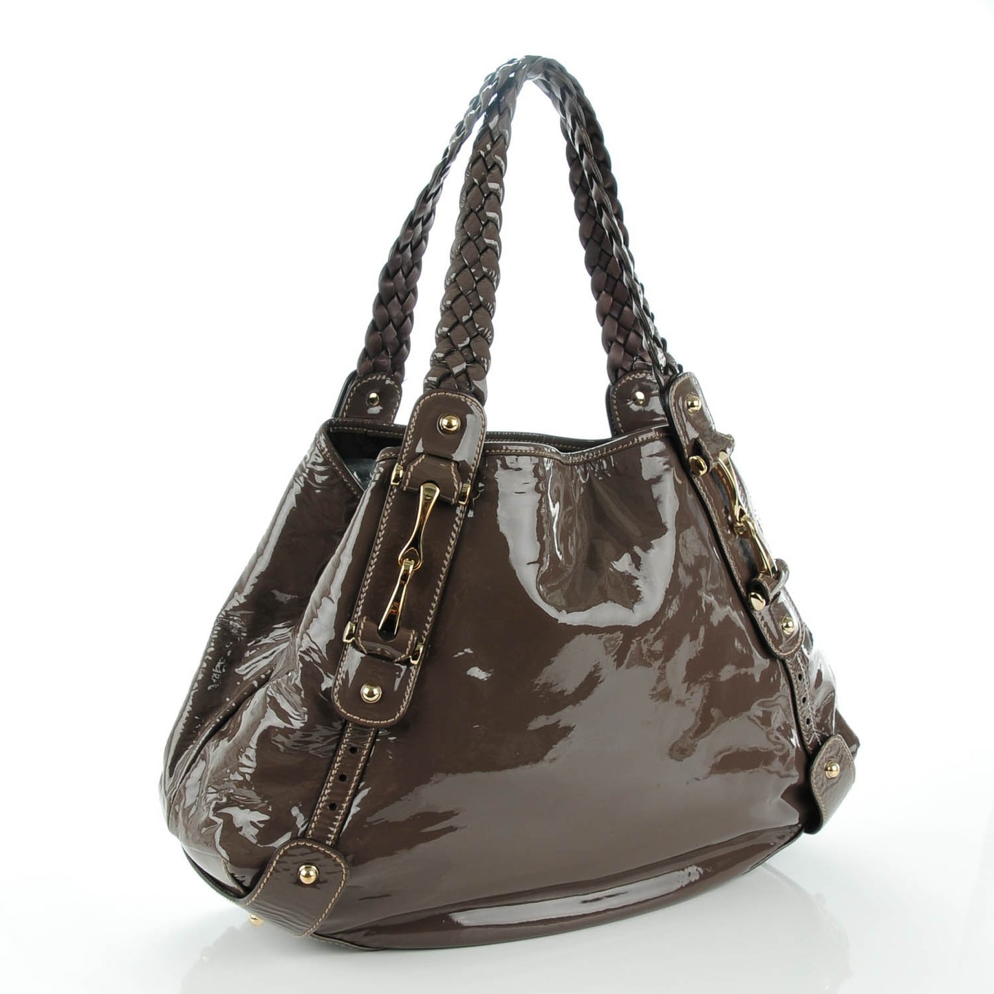 Patent Medium Pelham Shoulder Bag Taupe