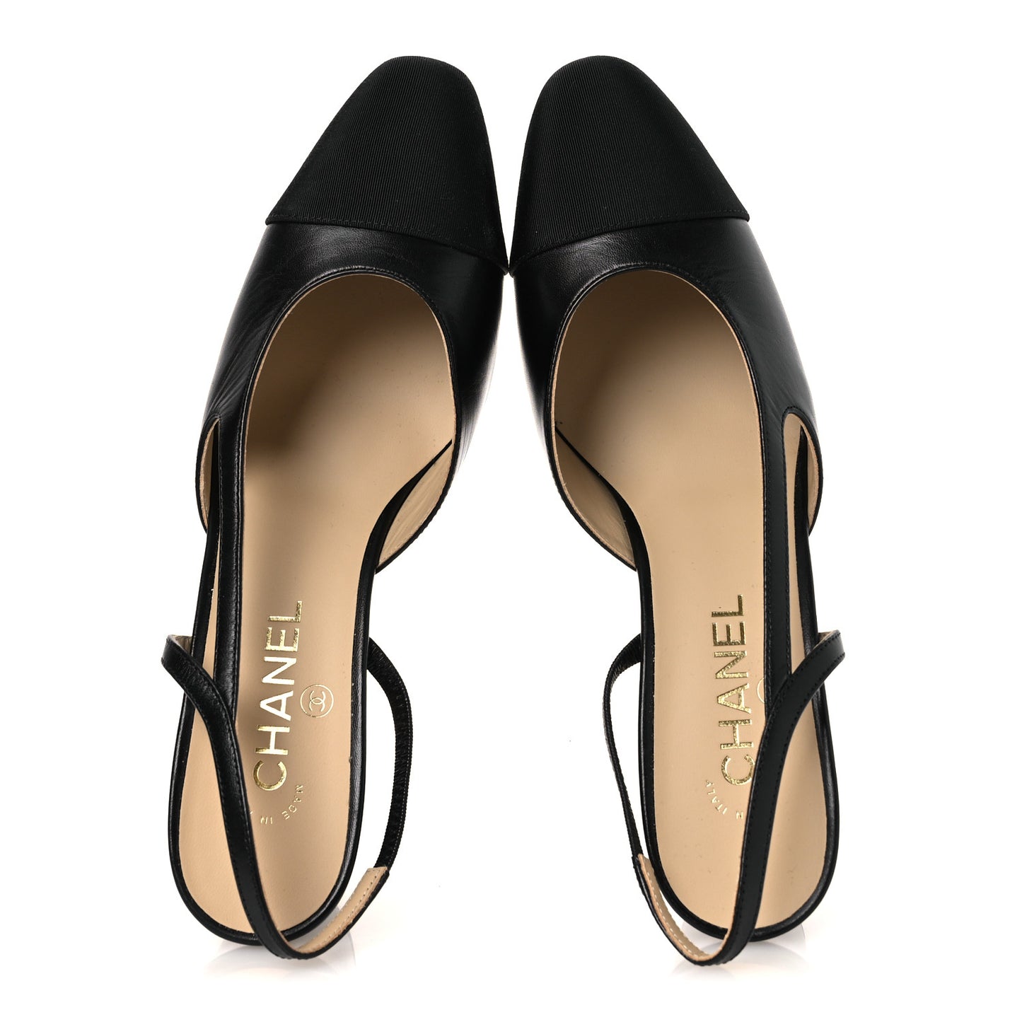 Goatskin Grosgrain Cap Toe CC Slingback Pumps  40 Black