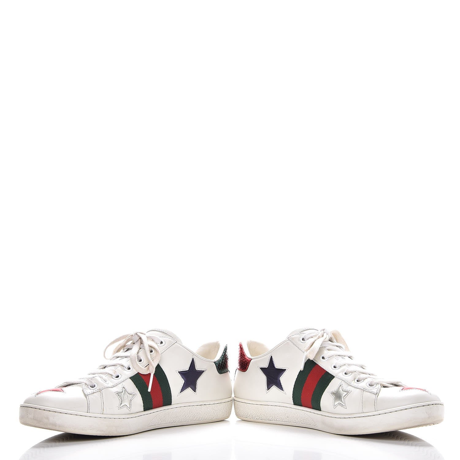 Gucci Calfskin Ayers Web Star Embroidered Womens Ace Sneakers 39 White Multi 5 of 14