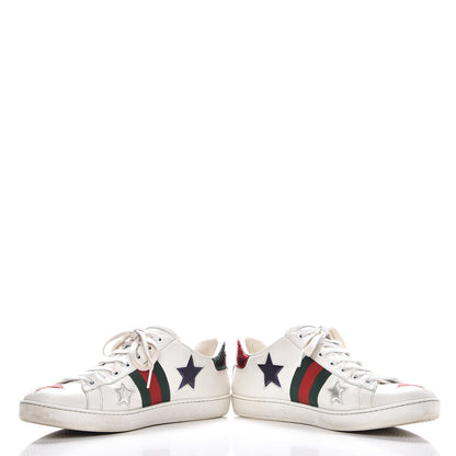 Gucci Calfskin Ayers Web Star Embroidered Womens Ace Sneakers 39 White Multi 5 of 14