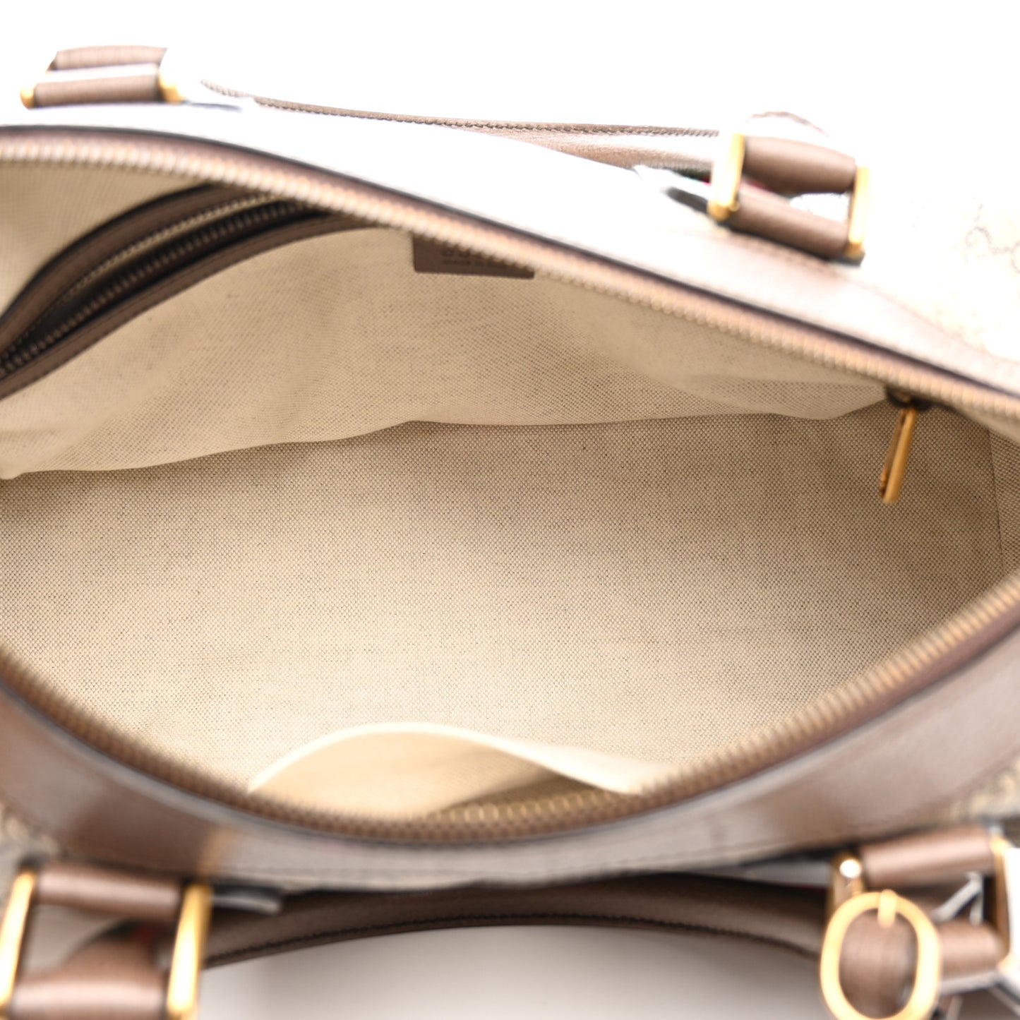 GG Supreme Monogram Textured Dollar Calfskin Web Small Duffle Bag Beige Ebony