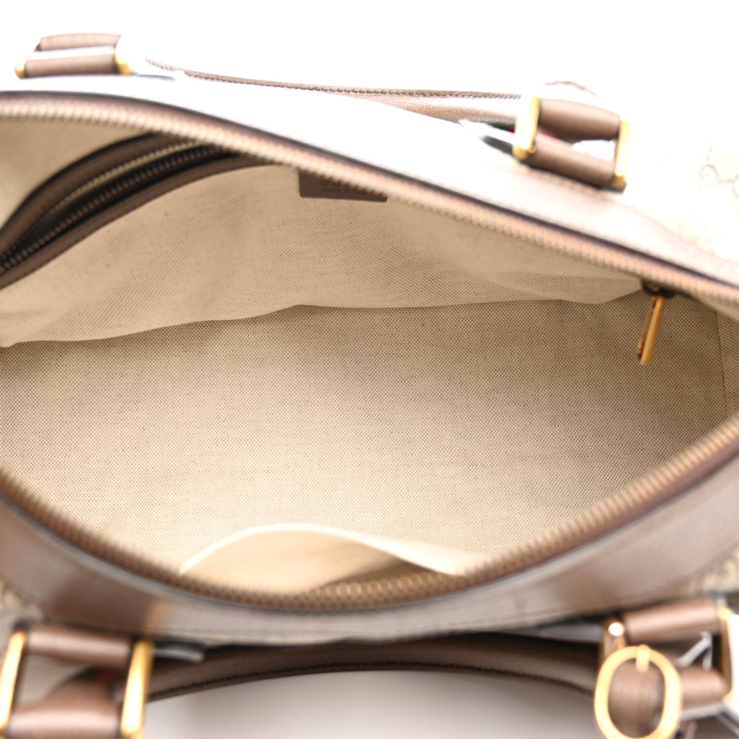Gucci GG Supreme Monogram Textured Dollar Calfskin Web Small Duffle Bag Beige Ebony 5 of 15