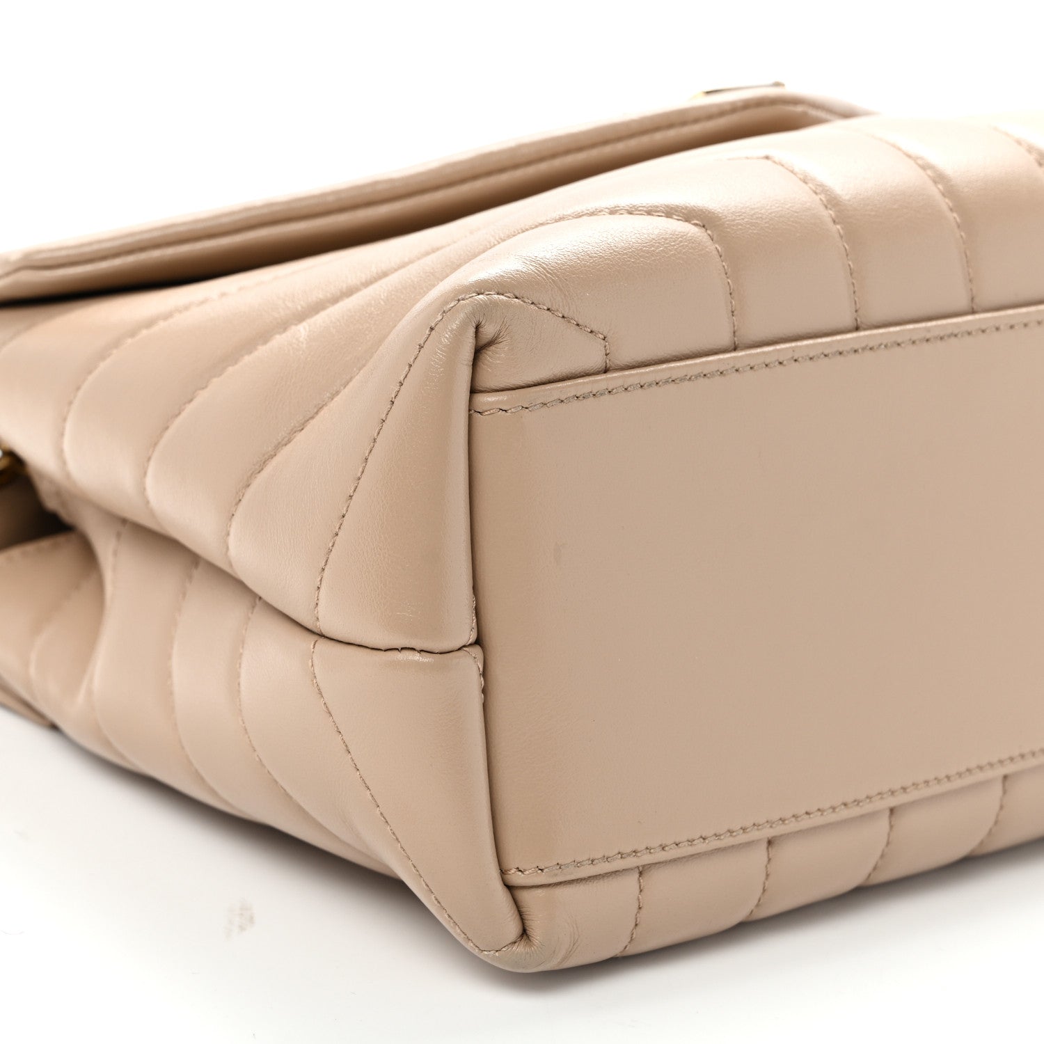 Saint Laurent Calfskin Y Quilted Monogram Small Loulou Chain Satchel Dark Beige 9 of 11