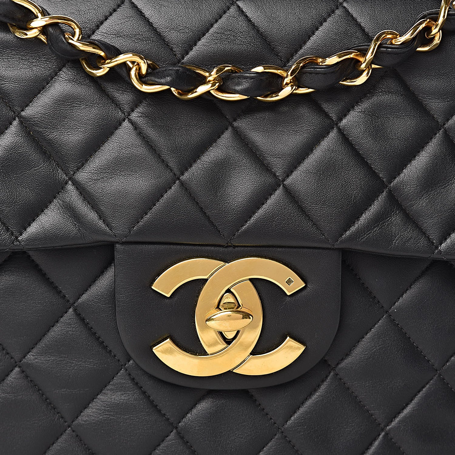 Chanel Lambskin Quilted XL Jumbo Single Flap Black 10 of 13