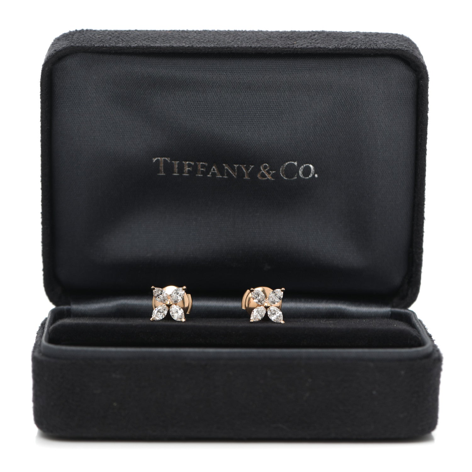 Tiffany 18K Rose Gold Diamond .64ct Small Victoria Earrings 5 of 5