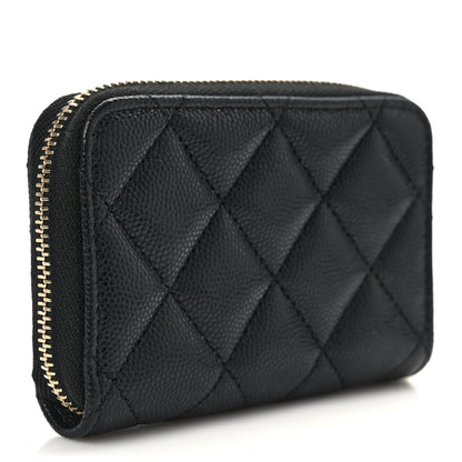 Chanel Shiny Caviar Quilted Strass CC Zip Coin Purse Black 3 of 9