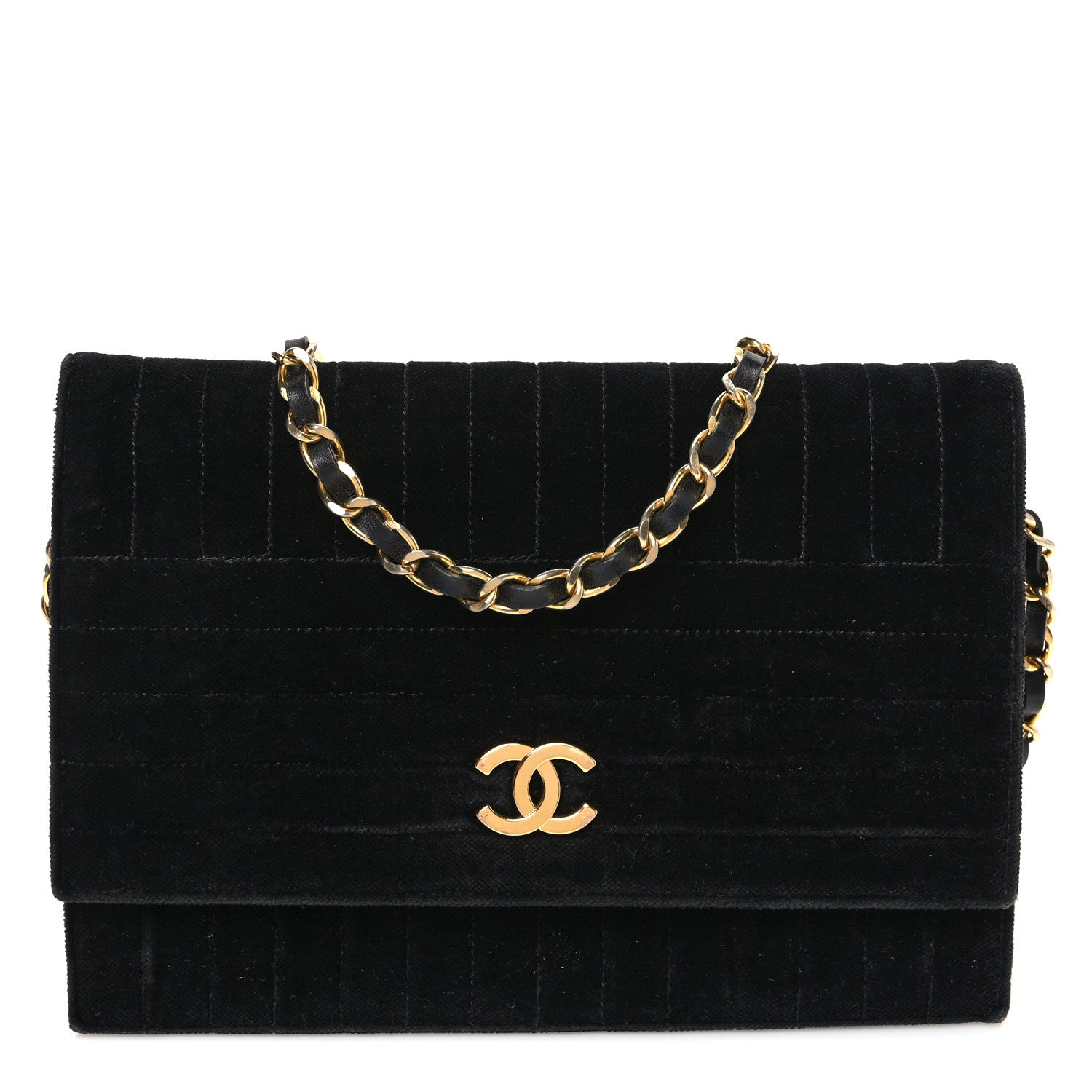 Chanel Velvet Vertical Horizontal Quilt Single Flap Black 1 of 10