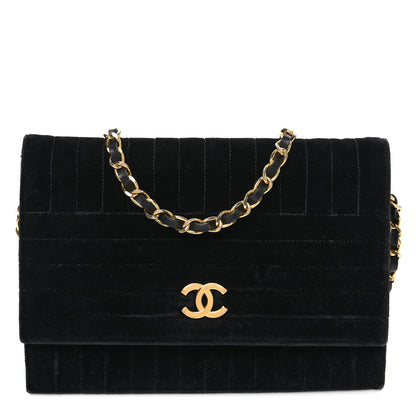 Chanel Velvet Vertical Horizontal Quilt Single Flap Black 1 of 10