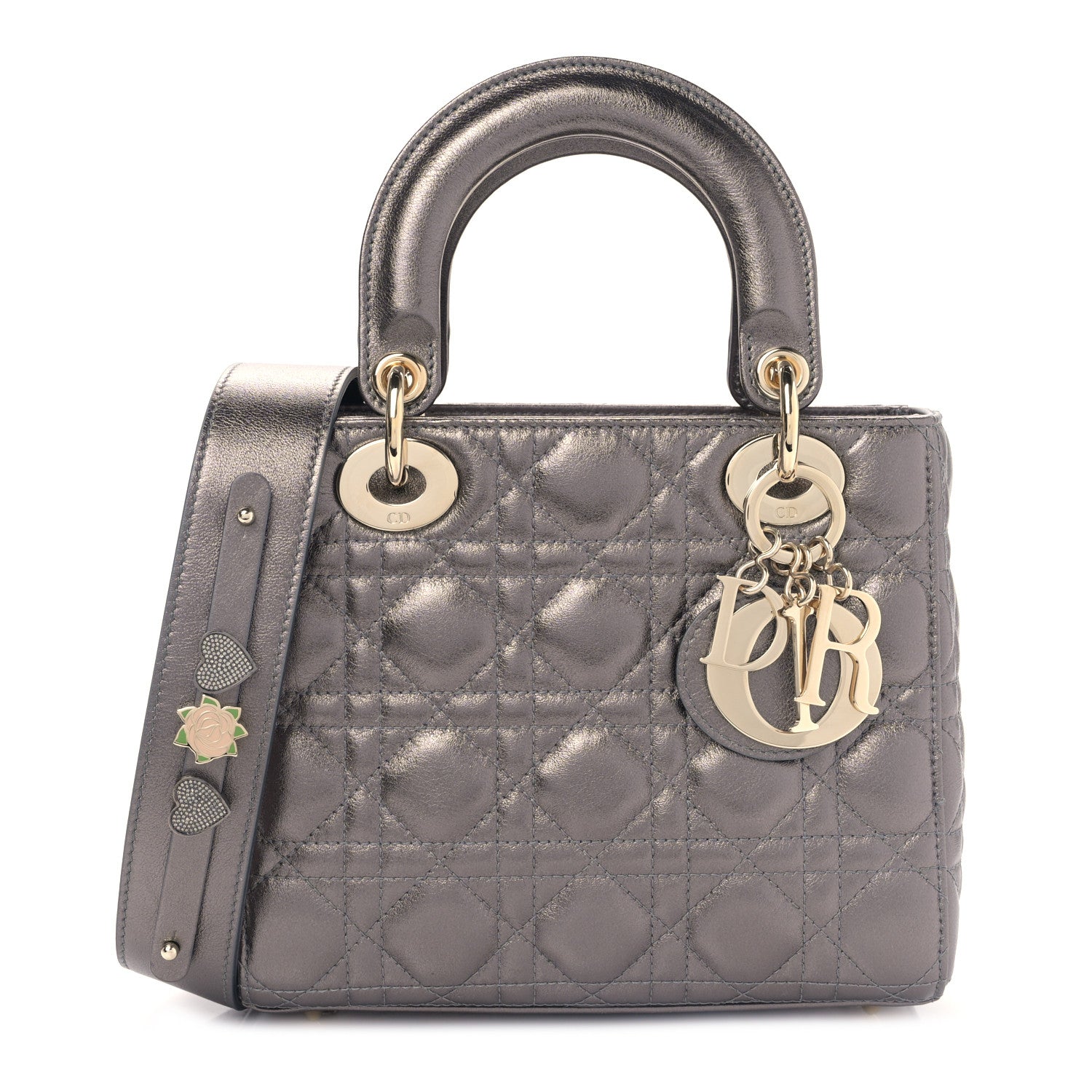 Christian Dior Metallic Grained Calfskin Cannage My ABCDior Lady Dior Gunmetal 1 of 8