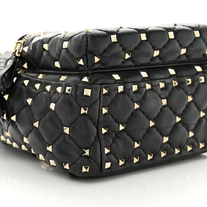Valentino Garavani Lambskin VLTN Print Quilted Mini Rockstud Spike Backpack Black 9 of 14
