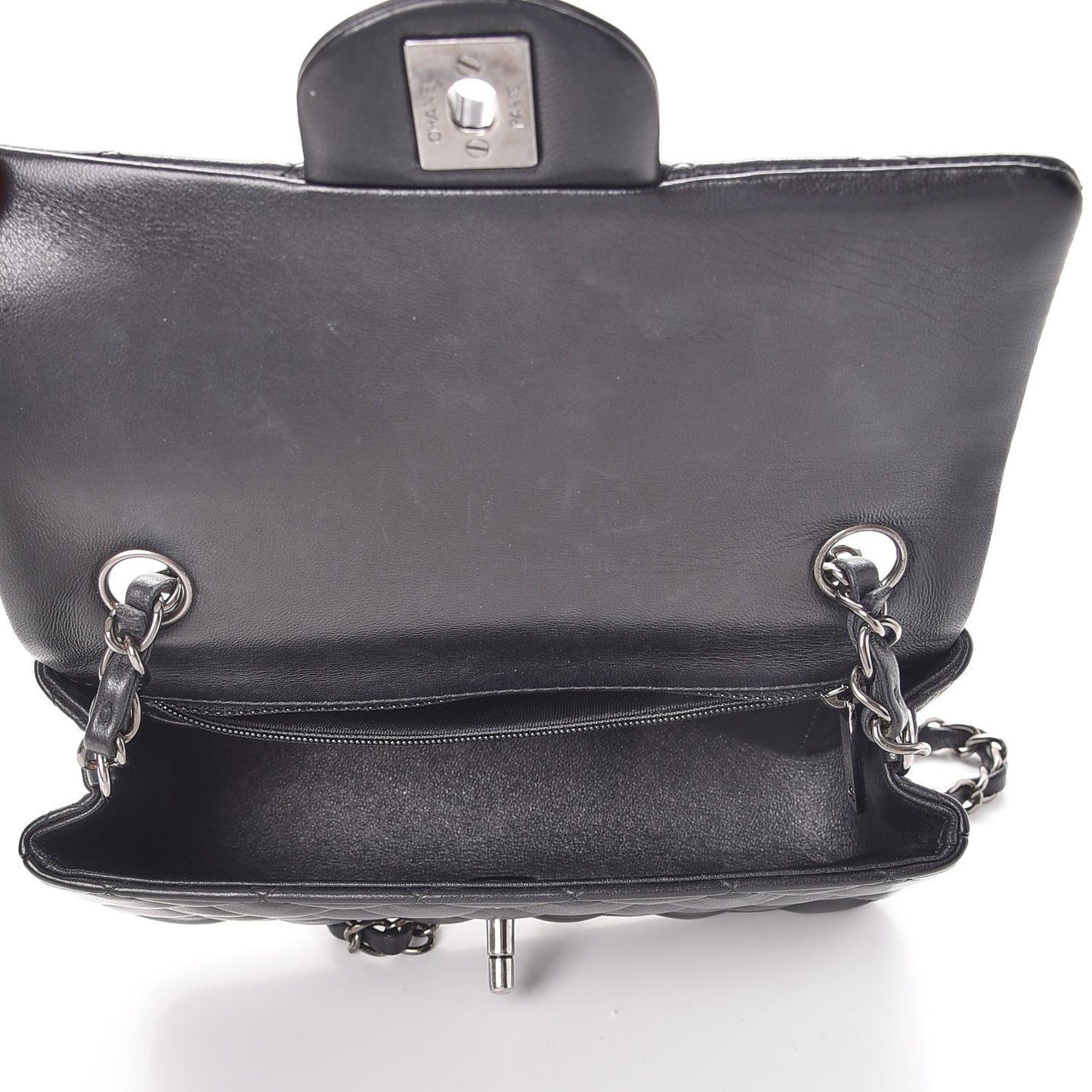 Lambskin Quilted Mini Rectangular Flap Black