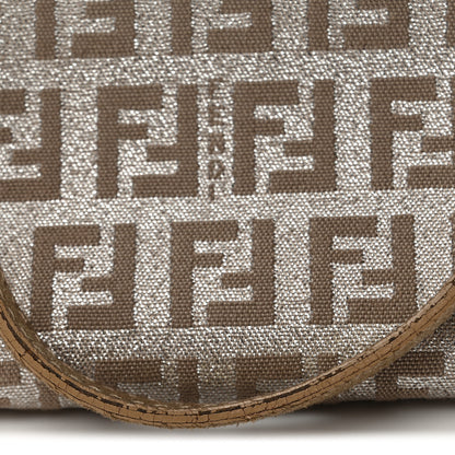Fendi Metallic Jacquard Zucchino Suede Mini Mama Baguette Cipria Argento Grigio 12 of 13