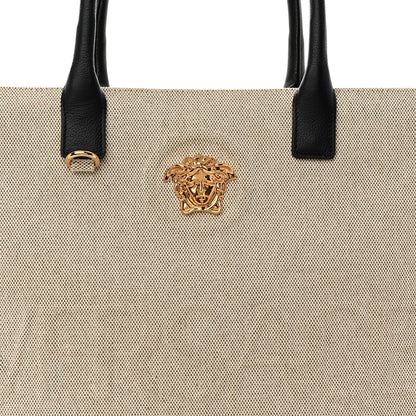 Versace Canvas Calfskin La Medusa Tote Bag Beige 8 of 11