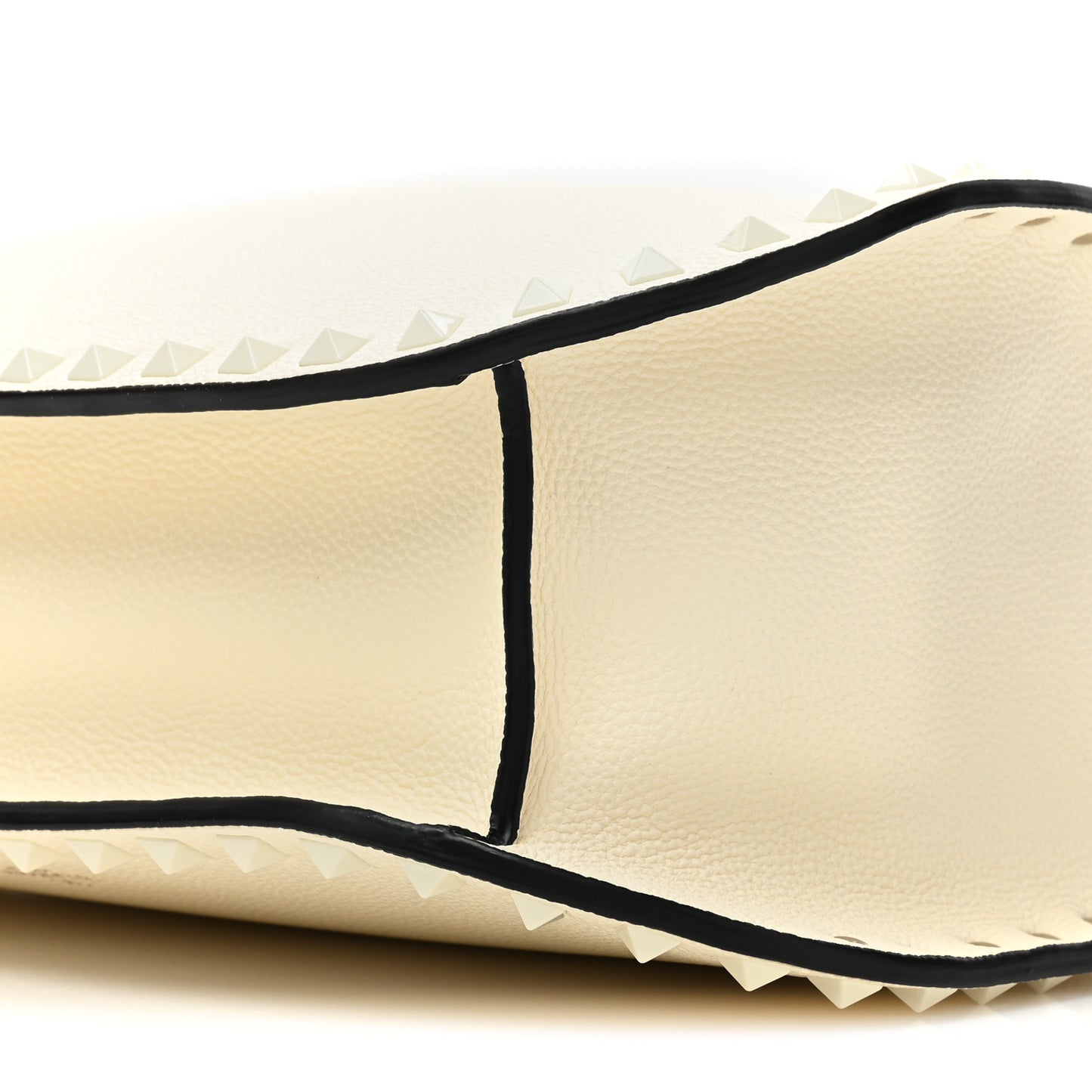 Grainy Calfskin Rockstud Flip-Lock Hobo Bag Ivory