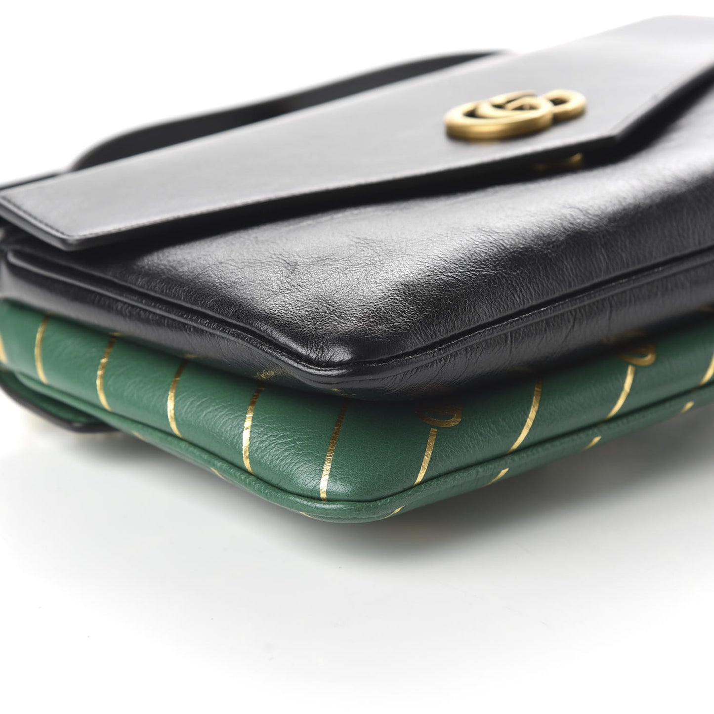 Calfskin Diagonal GG Medium Thiara Double Envelope Shoulder Bag Emerald Green Black