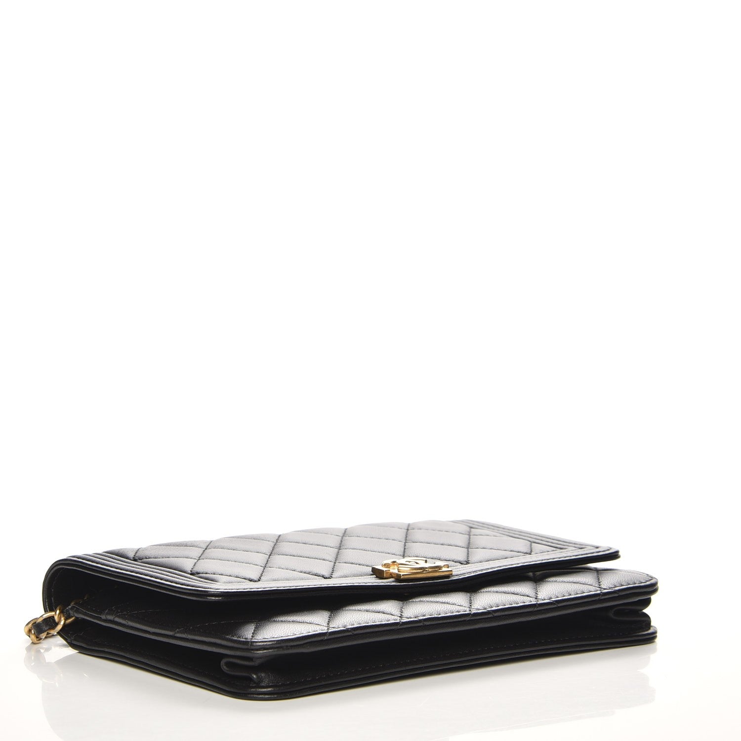 Chanel Lambskin Quilted Boy Wallet On Chain WOC Black 4 of 9