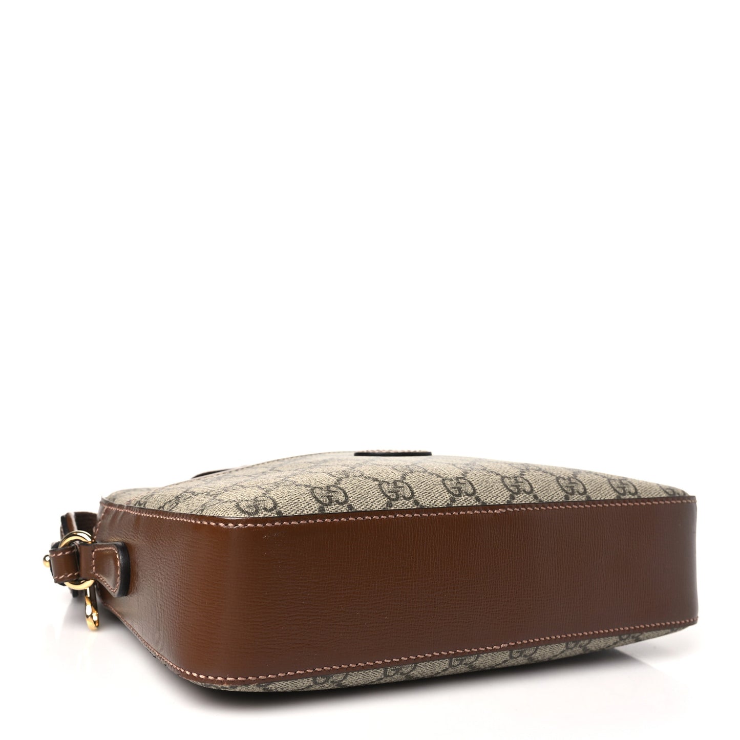 GG Supreme Monogram Azalea Calfskin Retro Interlocking G Messenger Shoulder Bag Beige Ebony Brown Sugar